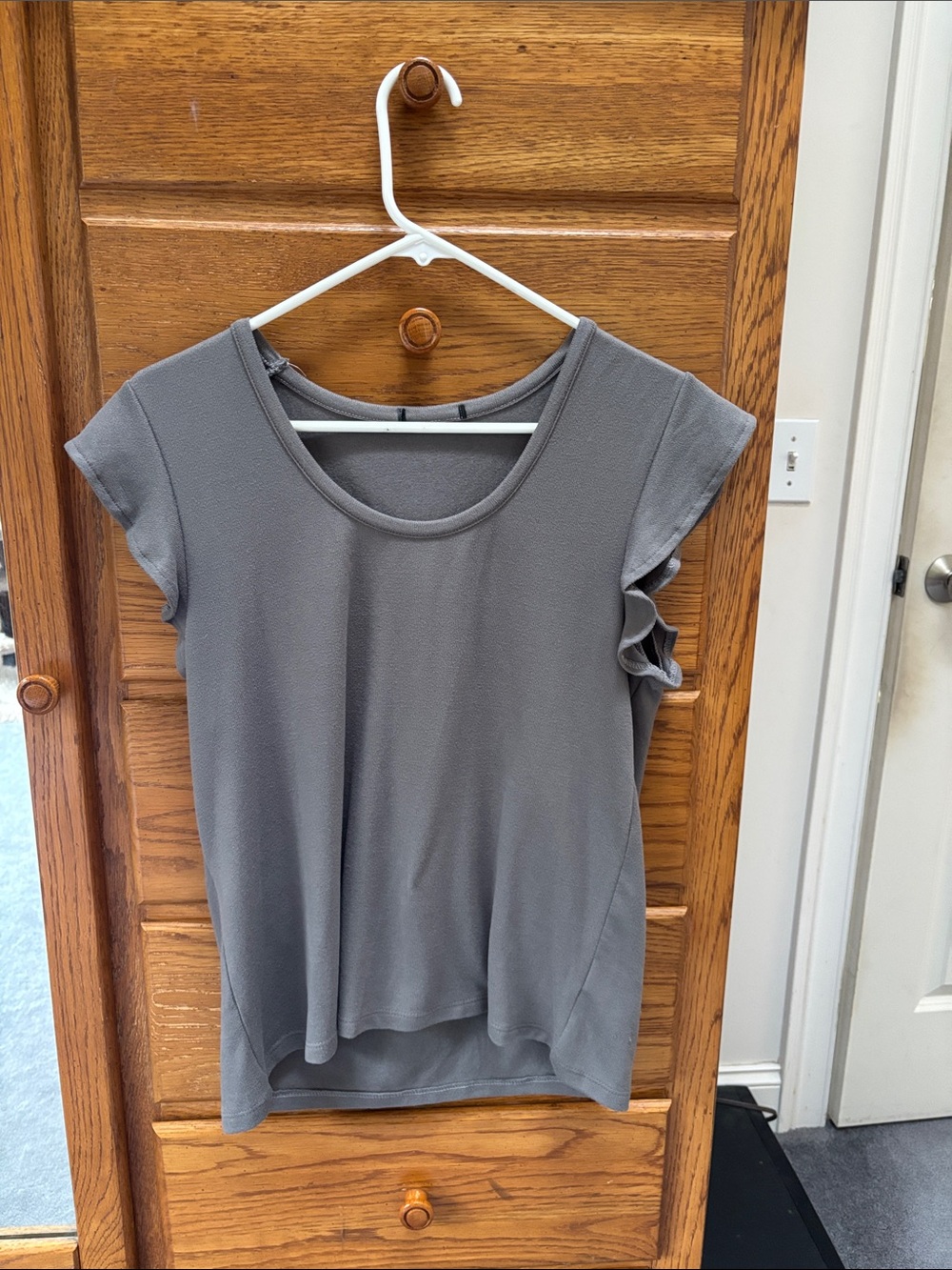 Gray Short Sleeve Women's Top - Contemporary Casual